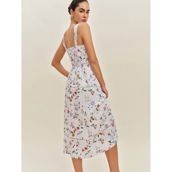 NWOT Reformation Everett Linen Corsini Floral White Midi Dress |Retail $298 - Picture 3 of 16